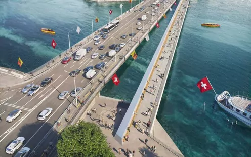 La section genevoise du TCS s&#039;exprime sur la passerelle du Mont-Blanc